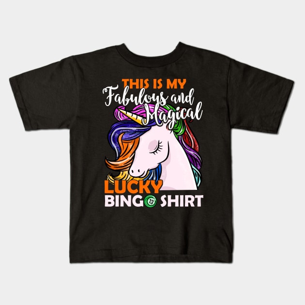 Magical Unicorn Bingo print for a Lottery and Bingo Player Kids T-Shirt by biNutz